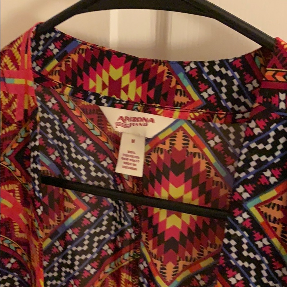 Red Rectangular Print Cardigan - Picture 3 of 4